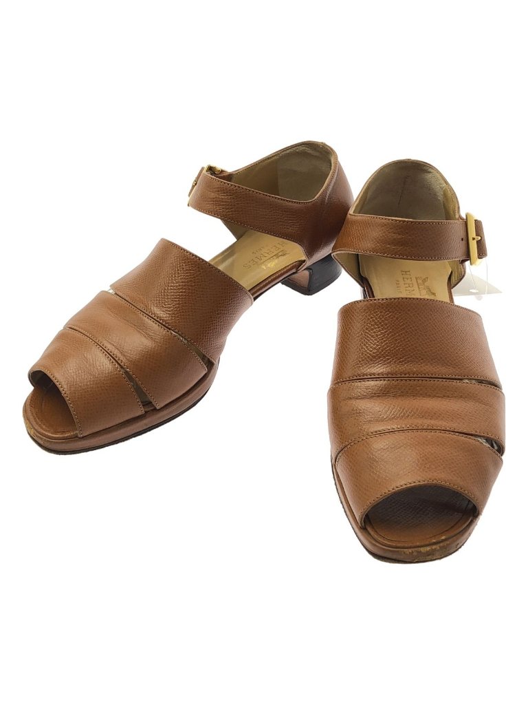 Hermes Leather Strap Sandals 37 Brown